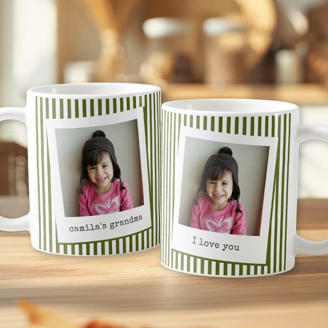Modern Enkel Mormor Foto Kaffe Mugg (Front and back of photo mug shown on image, customize with photos and text.)