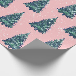 Modern enkel nutida Grönt Julgranar Rosa Presentpapper