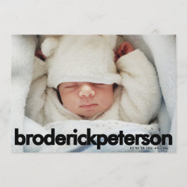 Modern Enkel Nyfödd Foto Baby Födelse Meddelande