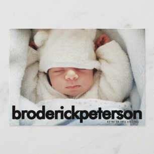 Modern Enkel Nyfödd Foto Baby Födelse Meddelande