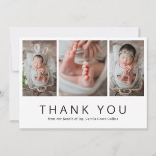 Modern enkel nyfödd fotokollage baby shower tack kort