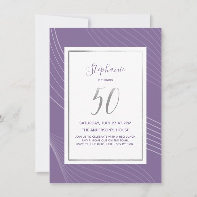Modern, enkel och Elegant 50:e Födelsedagsfestens  Inbjudningar (Framsida)
