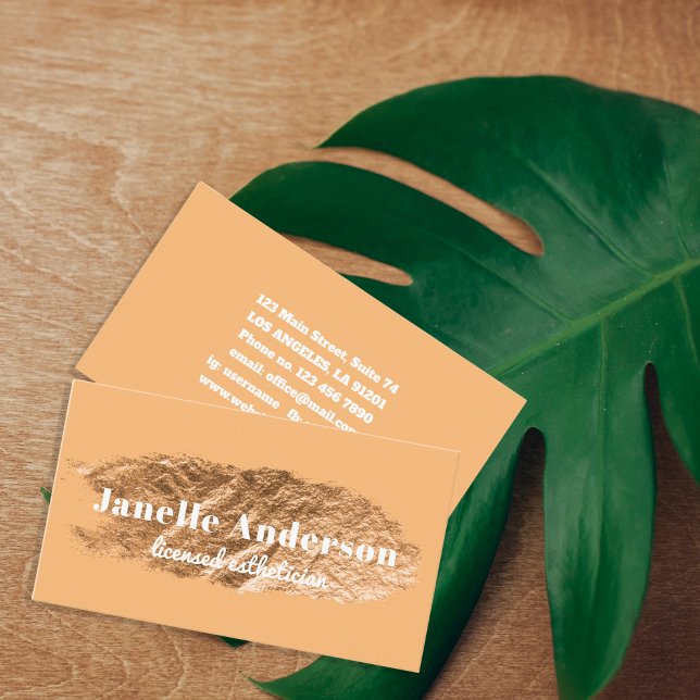 Modern enkel Orange Faux Guld Foil-Professionell Visitkort (Skapare uppladdad)