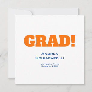 Modern enkel Orange i Studenten och blå kvadrat Inbjudningar