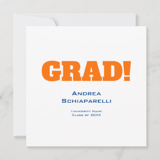 Modern enkel Orange i Studenten och blå kvadrat Inbjudningar