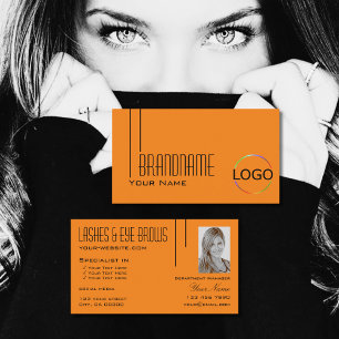 Modern enkel Orange med Logotyp och foto-Professio Visitkort