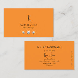 Modern enkel Orange med Monogram och Luxe Jewels Visitkort