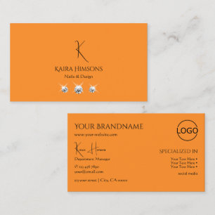 Modern enkel Orange med MonogramLogotyp och judar Visitkort