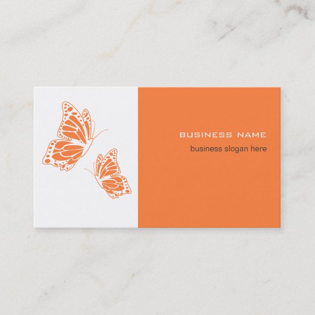 Modern enkel Orange och vit Elegant i Butterfly Visitkort (Framsida)