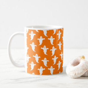 Modern enkel Orange och White Spöken Halloween Kaffemugg