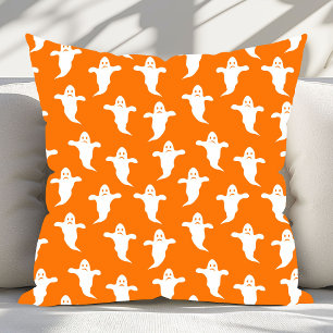 Modern enkel Orange och White Spöken Halloween Kudde