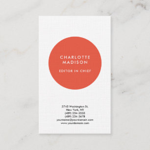 Modern enkel Orange Red Minimalist Plain Visitkort
