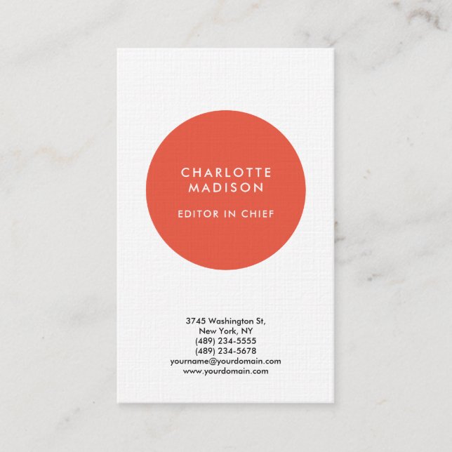 Modern enkel Orange Red Minimalist Plain Visitkort (Framsida)