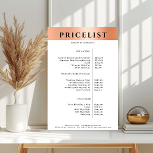 Modern Enkel Orange Salong Prislista Affisch