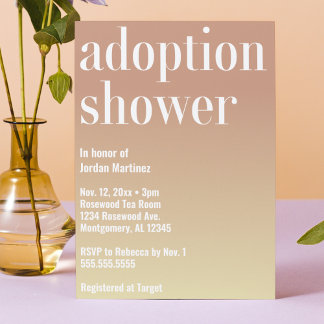Modern enkel övertoning adoption av Baby/barndusch Inbjudningar