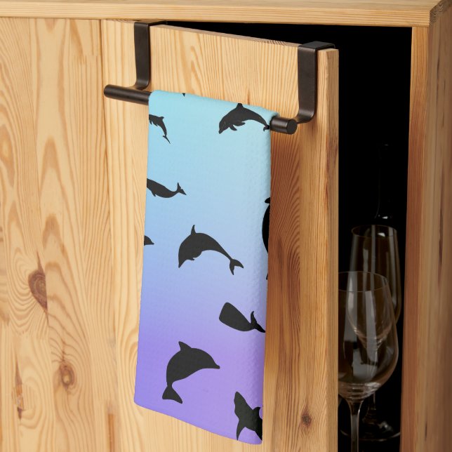 Modern enkel övertoning av hajval kökshandduk (Thirds Fold)