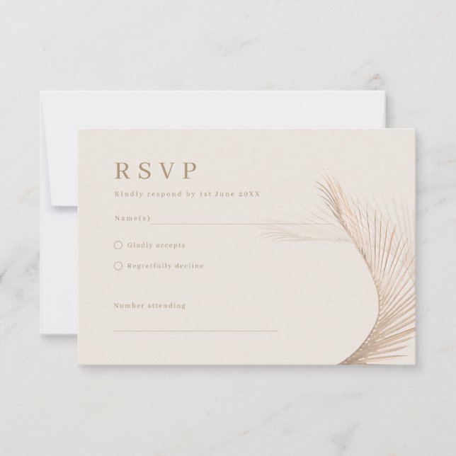 Modern Enkel Palmblad RSVP Svarskort OSA Kort (Framsida)