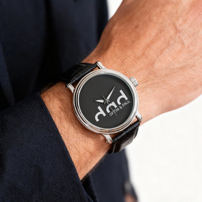 Modern enkel Pappa-design med barnbarn Namn Armbandsur (personalized dad watch)