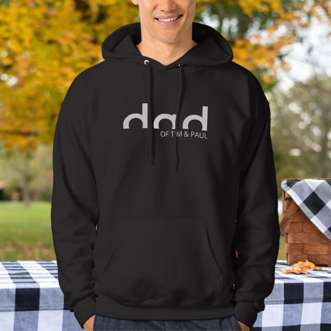 Modern enkel Pappa-design med barnbarn Namn Hoodie (Skapare uppladdad)