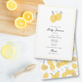 Modern enkel pastel Citrus Lemons Baby Shower Inbjudningar
