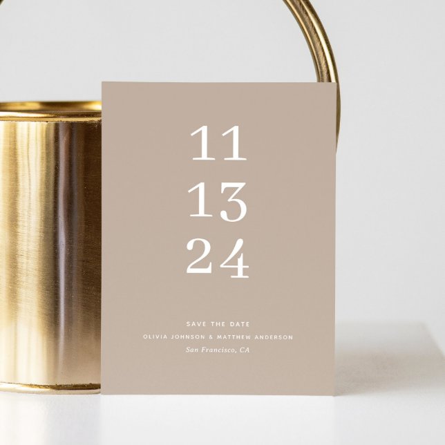 Modern enkel pastell blek taupe minimalistisk bröl spara datumet (Skapare uppladdad)