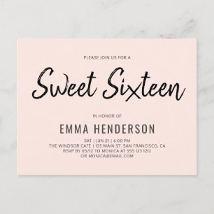 Modern enkel pensel-Sweet sixteen Inbjudan Vykort