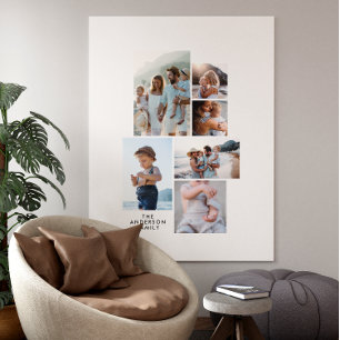 Modern enkel personlig, familj 5 foto canvastryck