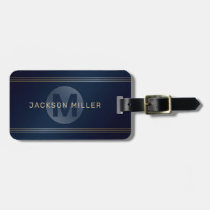 Modern enkel personlig, monogram för marin guld bagagebricka