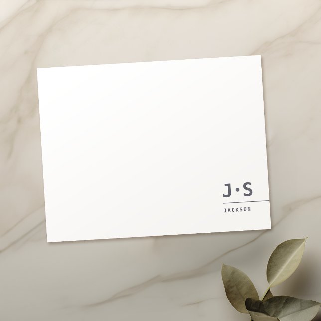 Modern enkel Personlig Monogram-Professionell Anteckningskort (Modern Simple Personalized Monogram Professional Note Card)