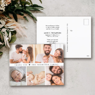 Modern enkel Photo Collage Baby-dusch tack. Vykort