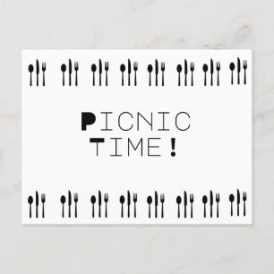 Modern enkel Picnic-gaffel och Spoons Meal Vykort
