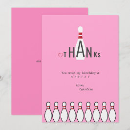 Modern Enkel Pink Bowling Födelsedagsfest För Alla Tack Kort