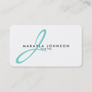 Modern & enkel professionell för aquablåttMonogram Visitkort