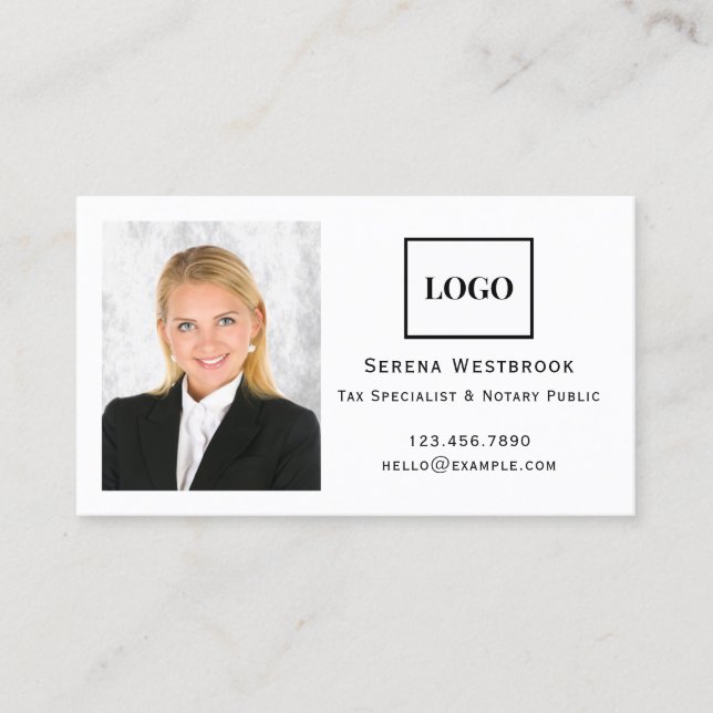 Modern Enkel Professionell Fotologo och QR-kod Visitkort (Framsida)
