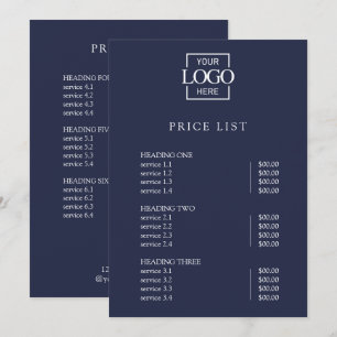 Modern Enkel Professionell Logotyp Meny Prislista