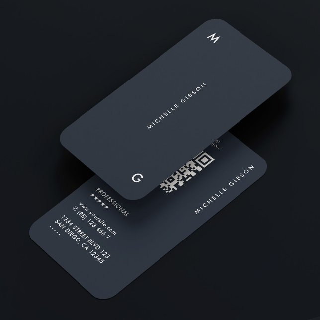 Modern enkel Professionell Mörk blått kol Visitkort (Modern Simple Professional Dark Blue Charcoal Business Card
)