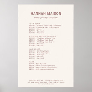 Modern Enkel, Professionell, Salong, Prislista Poster