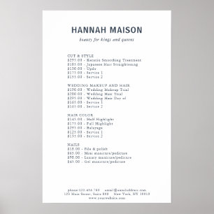 Modern Enkel, Professionell, Salong, Prislista Poster
