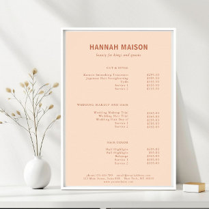 Modern Enkel, Professionell, Salong, Prislista Poster