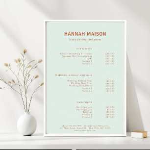 Modern Enkel, Professionell, Salong, Prislista Poster