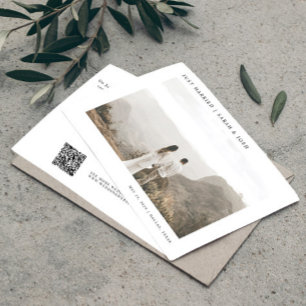 Modern enkel QR-kod Ny gifta Photo Bröllop Meddelande