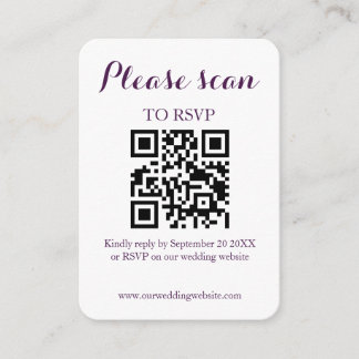 Modern Enkel QR-kod & RSVP Bröllop Tilläggskort