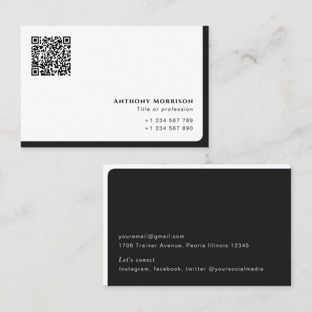 Modern enkel QR-kodsnätverk personlig Visitkort (Fram/baksida)