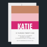 Modern enkel Rand Rosa Tan Photo 21:a födelsedagen Inbjudningar<br><div class="desc">Kan anpassas helt efter dina behov i kostym. © Gorjo Designs. Gade åt dig via Zazzle-plattformen. // Behöver du hjälp med att anpassa din design? Har andra idéer? Kontakta mig (Zoe) direkt via kontaktknappen nedan</div>