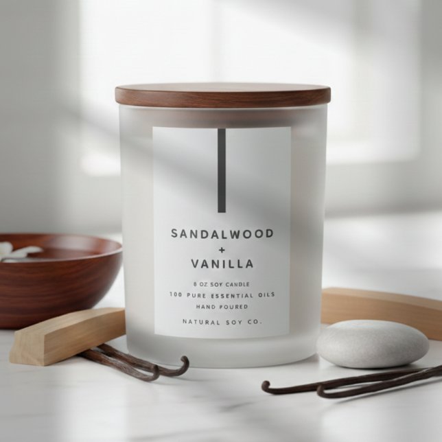 Modern Enkel Ren Vit Minimalistisk Ljus Etikett (Modern Simple Clean White Minimalist Candle Label )