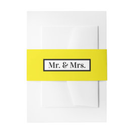 Modern Enkel Retro Gul Mr + Mrs Band För Inbjudningskort