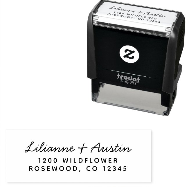 Modern enkel returadress i scriptstil självfärgande stämpel (Modern Simple Script Return Address Self-inking Stamp by Painted Paperie
)