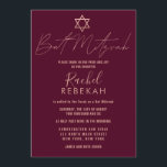 Modern enkel Ro Guld Burgundy Red Bat mitzvah Inbjudningar<br><div class="desc">Den här eleganten, minimalistiska och chicens Bat mitzvah inbjudan är perfektens val för din dotter på hennes speciella dag. Den har en enkel och modern formgivning för faux-ro-guld med David-stjärnan på en burgundröd bakgrund. Det är en vacker contemporary- och snyggt-design att fira den här gången i ett livstidsarrangemang! ***VIKTIG DESIGN-ANMÄRKNING:...</div>