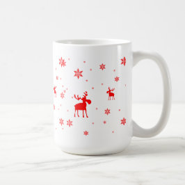Modern enkel röd älgsnöflingor kaffemugg