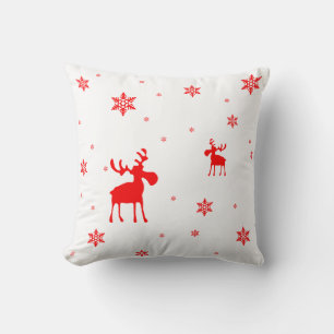 Modern enkel röd moose Snöflingor Kudde
